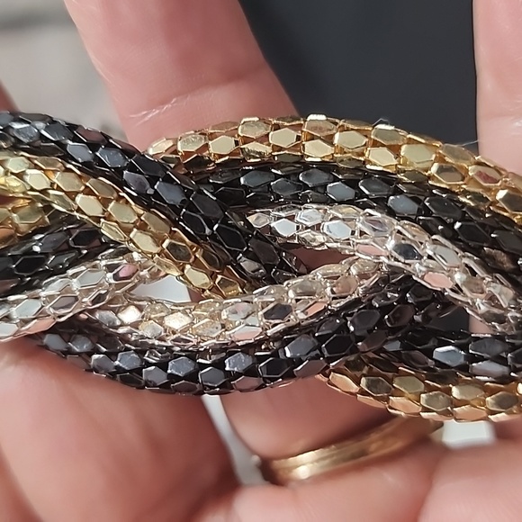 Nordstrom Metal Braided Gold, Silver and Black tones Necklace. - Picture 6 of 7